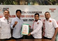 Anwar Ismail atau yang akrab disapa Wawan Coxy, resmi mengambil formulir pendaftaran sebagai bakal calon Ketua Umum Ikatan Sepeda Sport Indonesia (ISSI) Sulawesi Tengah periode 2025–2029(foto:ist)