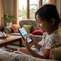 anak main media sosial